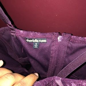 Strappy plum colored bustier from Charlotte Russe